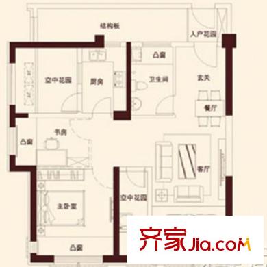 時(shí)代國際廣場 2室戶型圖