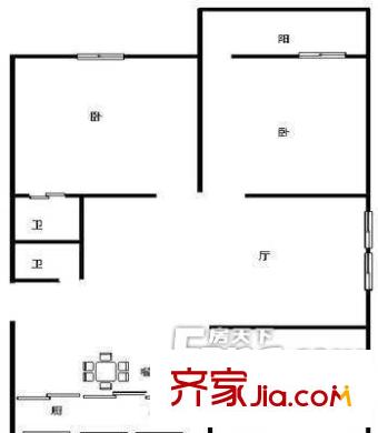 省委機(jī)關(guān)鼓屏路單位宿舍 3室戶型圖