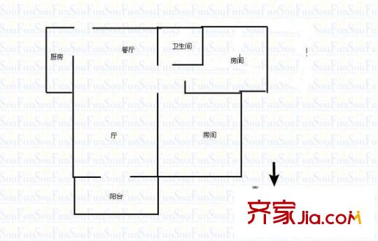 群升國際D區(qū) 2室 戶型圖