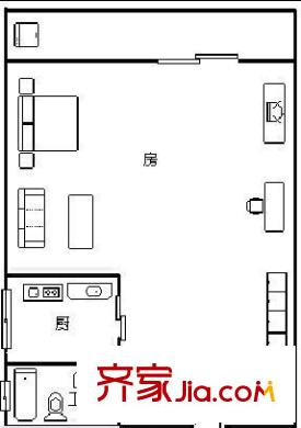 檸檬宿 1室 戶型圖