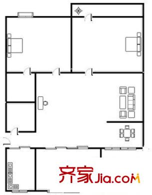 龍洲公寓 3室 戶型圖