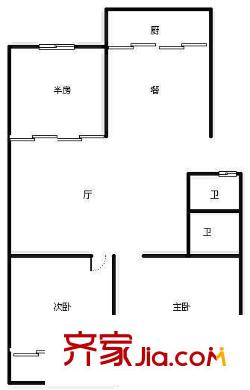 靈響小區(qū) 3室 戶型圖