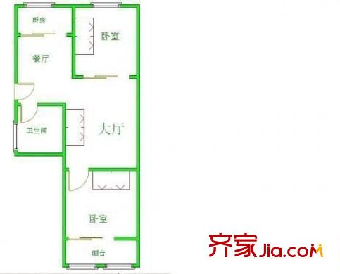 靈響小區(qū) 2室 戶型圖