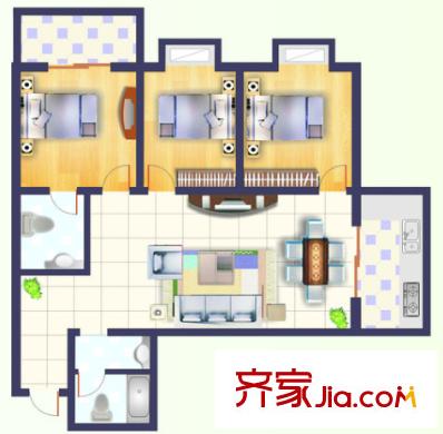 北湖正街小區(qū)戶型圖3室2廳 戶型圖 3室2廳