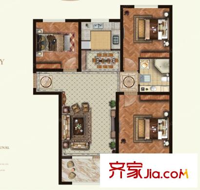 北湖正街小區(qū)戶型圖3室2廳 戶型圖 3室2廳