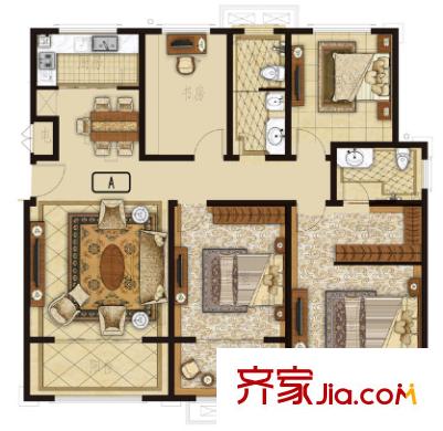 濱水香苑戶型圖4室2廳 戶型圖 4室2廳2衛(wèi)1廚