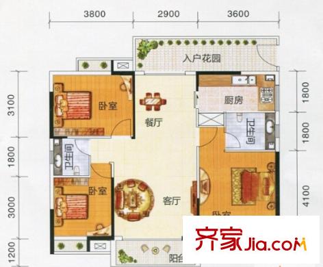 安順花園戶型圖3室2廳 3室2廳