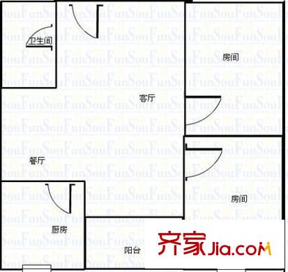 學(xué)府陽光城 2室 戶型圖
