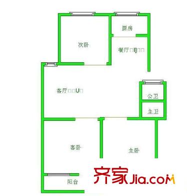 實達(dá)文華公寓 3室 戶型圖