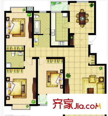 圣誠和園戶型圖3室2廳 戶型圖 3室2廳2衛(wèi)1廚