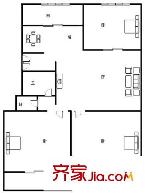 福馬新村 3室 戶型圖