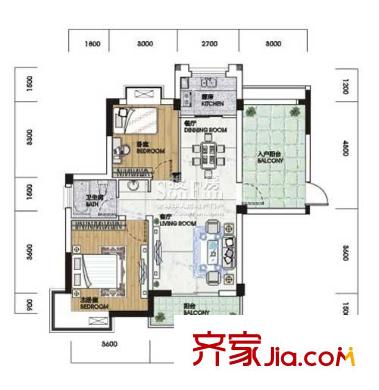 統(tǒng)建錦繡江南四期戶型圖2室2廳 戶型圖 2室2廳1衛(wèi)