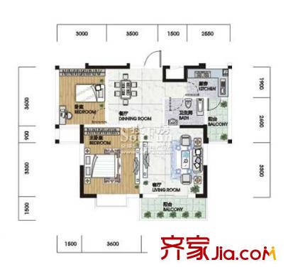 統(tǒng)建錦繡江南四期戶型圖2室2廳 戶型圖 2室2廳1衛(wèi)