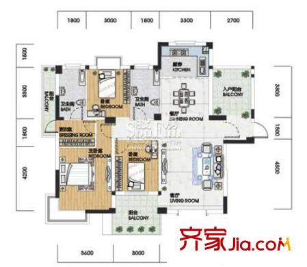 統(tǒng)建錦繡江南四期戶型圖3室2廳 戶型圖 3室2廳2衛(wèi)