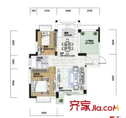 統(tǒng)建錦繡江南四期戶型圖2室2廳 戶型圖 2室2廳1衛(wèi)