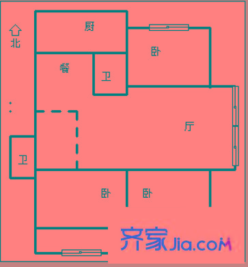 通湖新村 3室 戶型圖