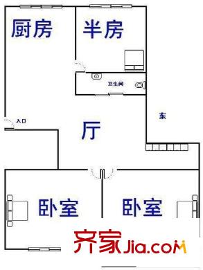 通湖新村 2室 戶型圖