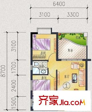 樹湯新村 2室 戶型圖