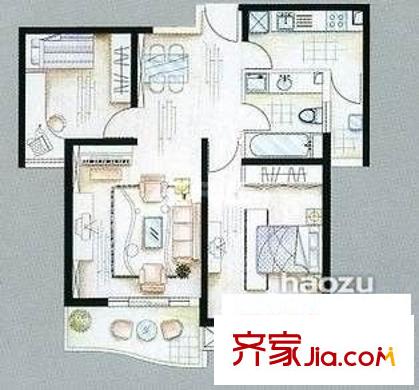 融僑花園三區(qū) 3室 戶型圖