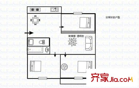 省林業(yè)廳宿舍 3室 戶型圖