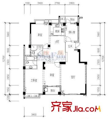 閩江新苑 4室 戶型圖