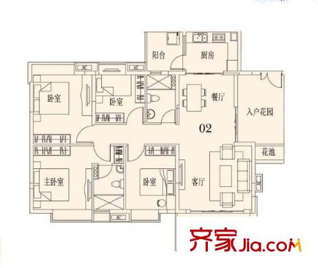 閩江新苑 4室 戶型圖
