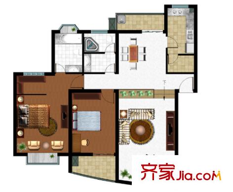金色港灣二期戶型圖2室2廳 戶型圖 2室2廳1衛(wèi)1廚