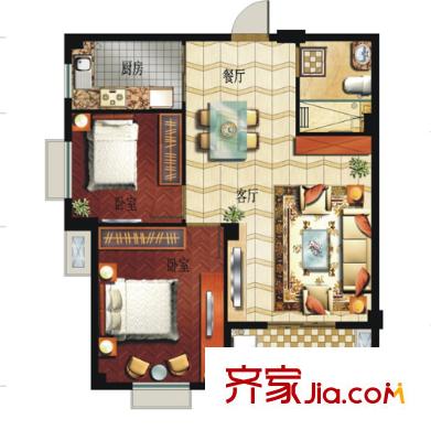 金色港灣二期戶型圖2室2廳 戶型圖 2室2廳1衛(wèi)1廚