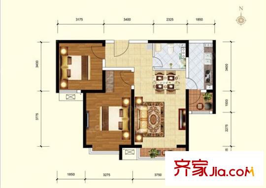 德盛大廈戶型圖2室2廳 2室2廳