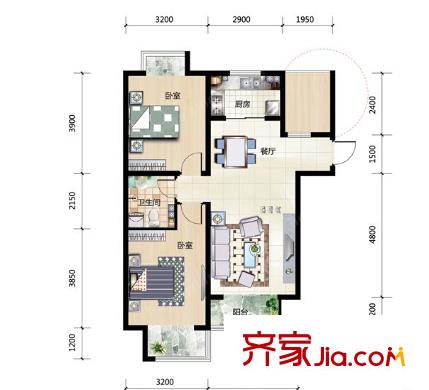 德盛大廈戶型圖3室2廳 3室2廳