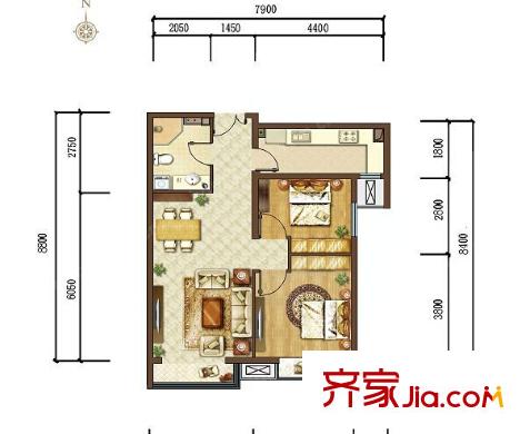 德盛大廈戶型圖2室2廳 2室2廳
