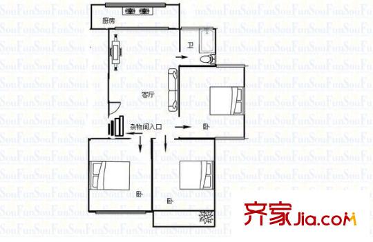 北江新村 3室 戶型圖