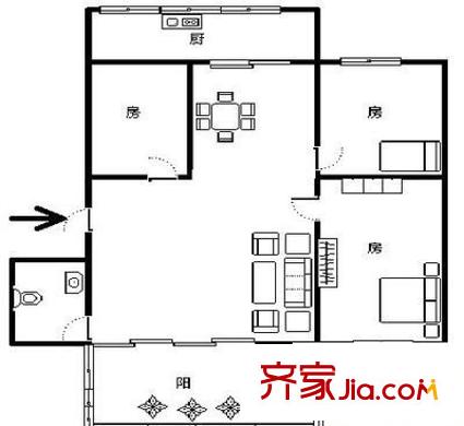 北江新村 3室 戶型圖
