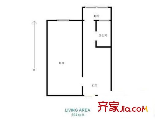 南京路小區(qū) 1室 戶型圖