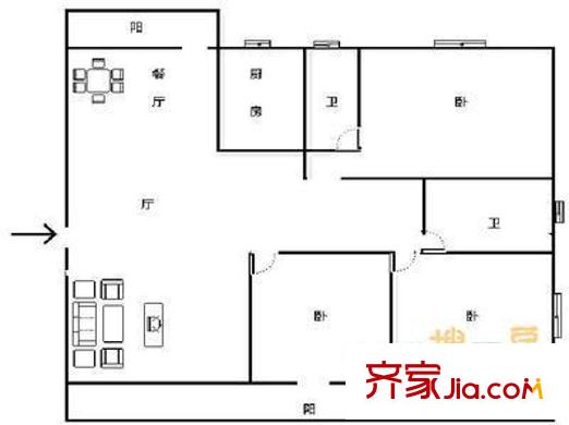 臨江新天地煙山苑戶型圖煙山苑 3室 戶型圖 3室2廳2衛(wèi)1廚