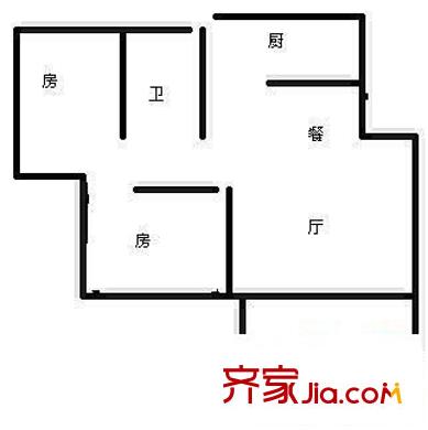 臨江新天地?zé)熒皆窇粜蛨D煙山苑 2室 戶型圖 2室1廳1衛(wèi)1廚