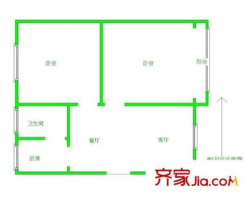豐華園戶型圖2室1廳 戶型圖 2室1廳1衛(wèi)1廚