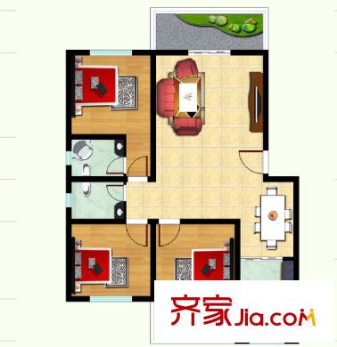 豐華園戶型圖3室2廳 戶型圖 3室2廳