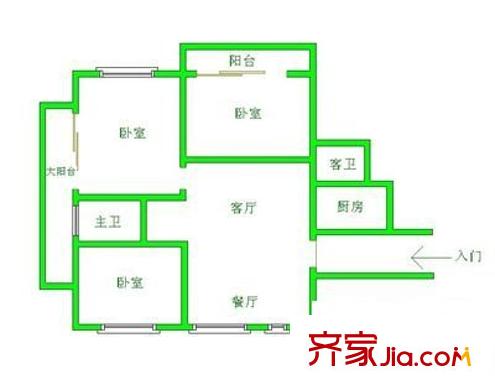 恒裕大廈 3室 戶型圖
