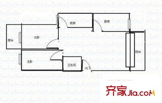 工程學(xué)院宿舍 3室 戶型圖