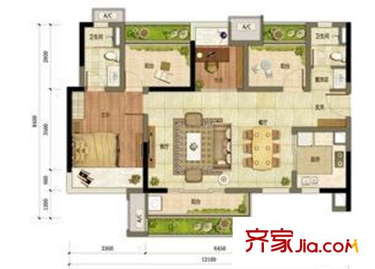 鄰里中心 2室 戶型圖