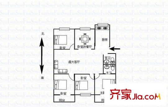 人民公園小區(qū)戶型圖戶型圖 5室2廳2衛(wèi)1廚