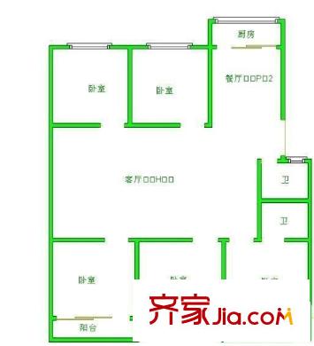 人民公園小區(qū)戶型圖戶型圖 4室2廳2衛(wèi)1廚