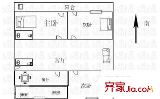廣達花園 3室 戶型圖