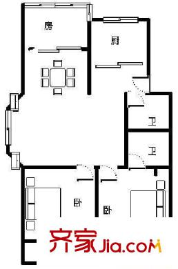 廣達花園 3室 戶型圖