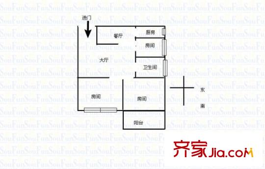 平方米尾新村 3室 戶型圖