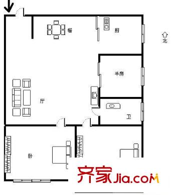 平方米尾新村 3室 戶型圖