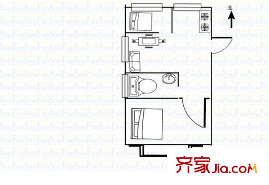 大儒世家花園四區(qū) 2室 戶型圖