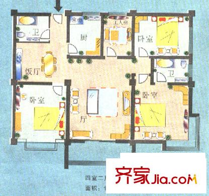 世紀陽光花園戶型圖世紀?陽光花園 戶型圖 4室2廳