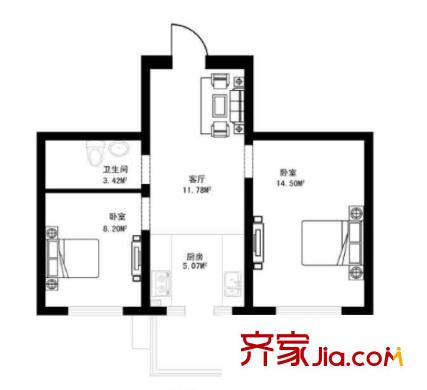 金都華庭戶型圖2室2廳 戶型圖 2室2廳1衛(wèi)1廚